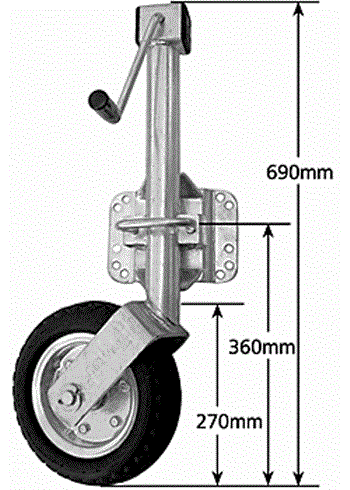 (196132) 196132 JWSW-11UBHDG Heavy Duty Galvanized Jockey Wheel with U-Bolt Bracket